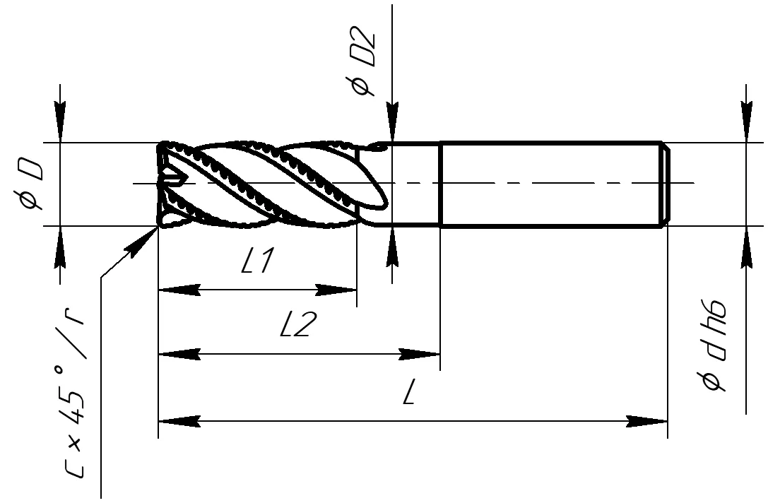 Габаритные размеры фрезы M122-180140R25 H34