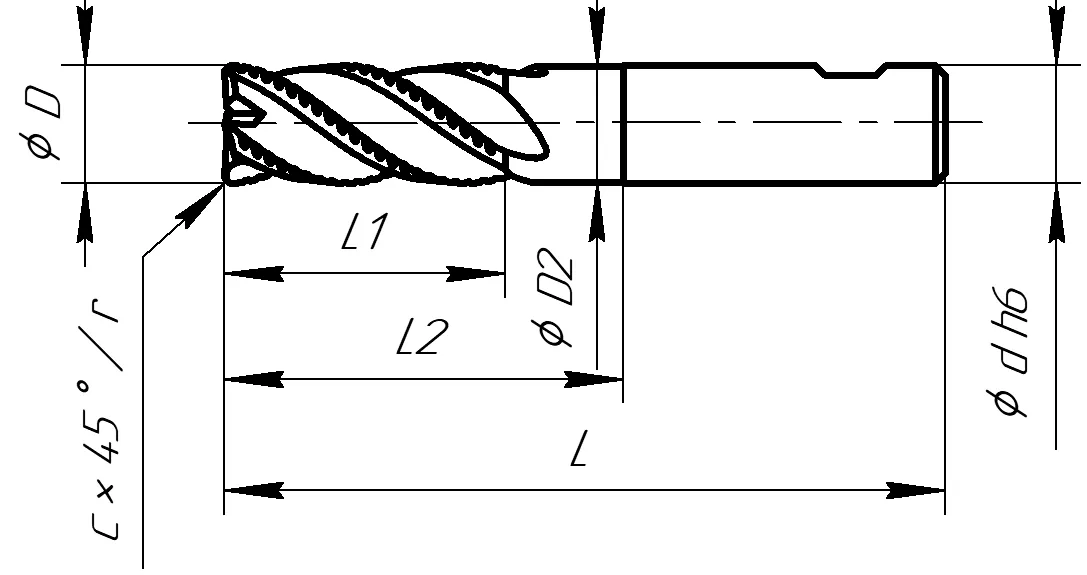 Габаритные размеры фрезы M122-160140R35W H34