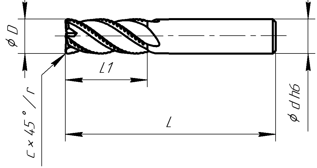 Габаритные размеры фрезы M124-160140R20S H34