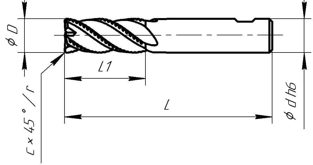 Габаритные размеры фрезы M124-160140R10SW H34