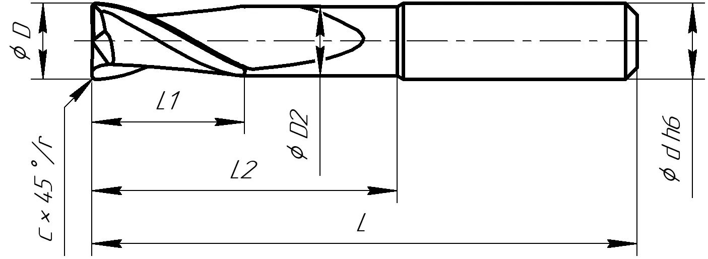 Габаритные размеры фрезы M126-080125F02 H14