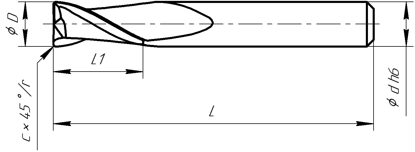 Габаритные размеры фрезы M128-080100F02 H24