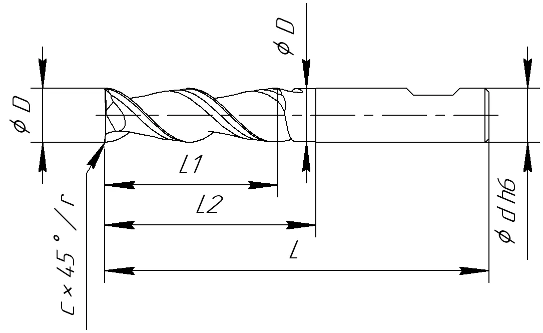 Габаритные размеры фрезы M129-160140F02W H24