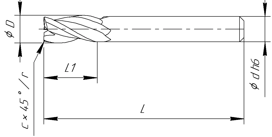 Габаритные размеры фрезы M130-160140R30 H24