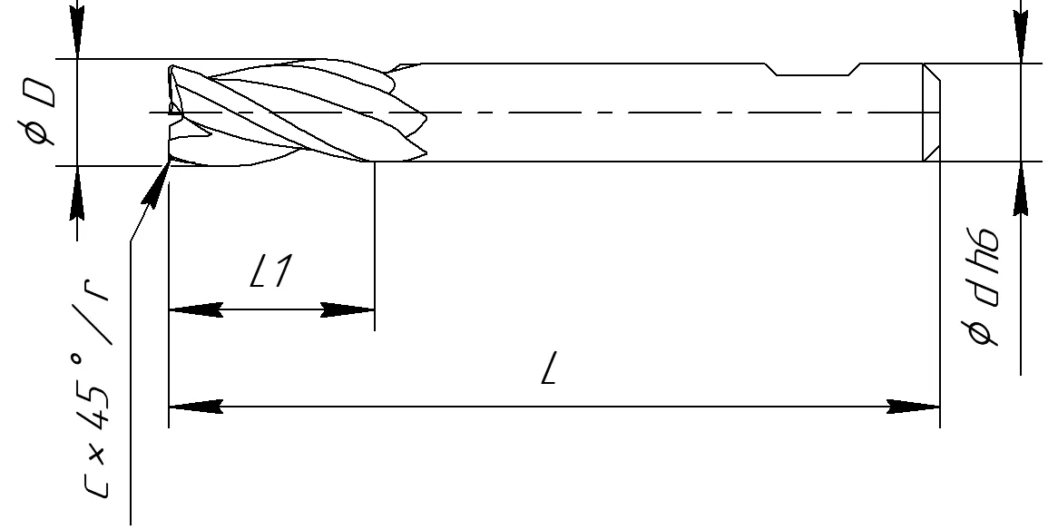 Габаритные размеры фрезы M130-180140R10W H24