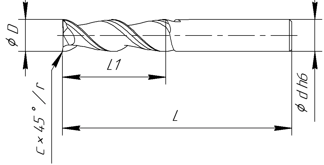 Габаритные размеры фрезы M154-250280F02S H20
